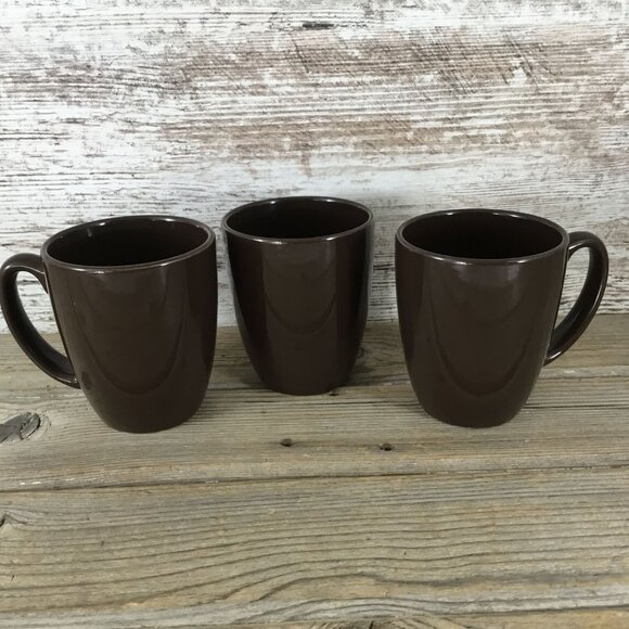 Set of 3 Corelle Coordinates Stoneware Mugs Brown 4" - Picture 1 of 9